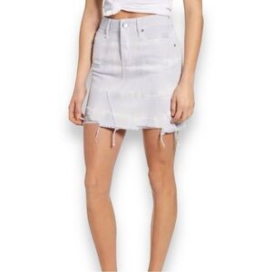 PTCL NWT Chic Lilac and White Tie-dye Denim Distressed Mini Skirt Waist Size 32